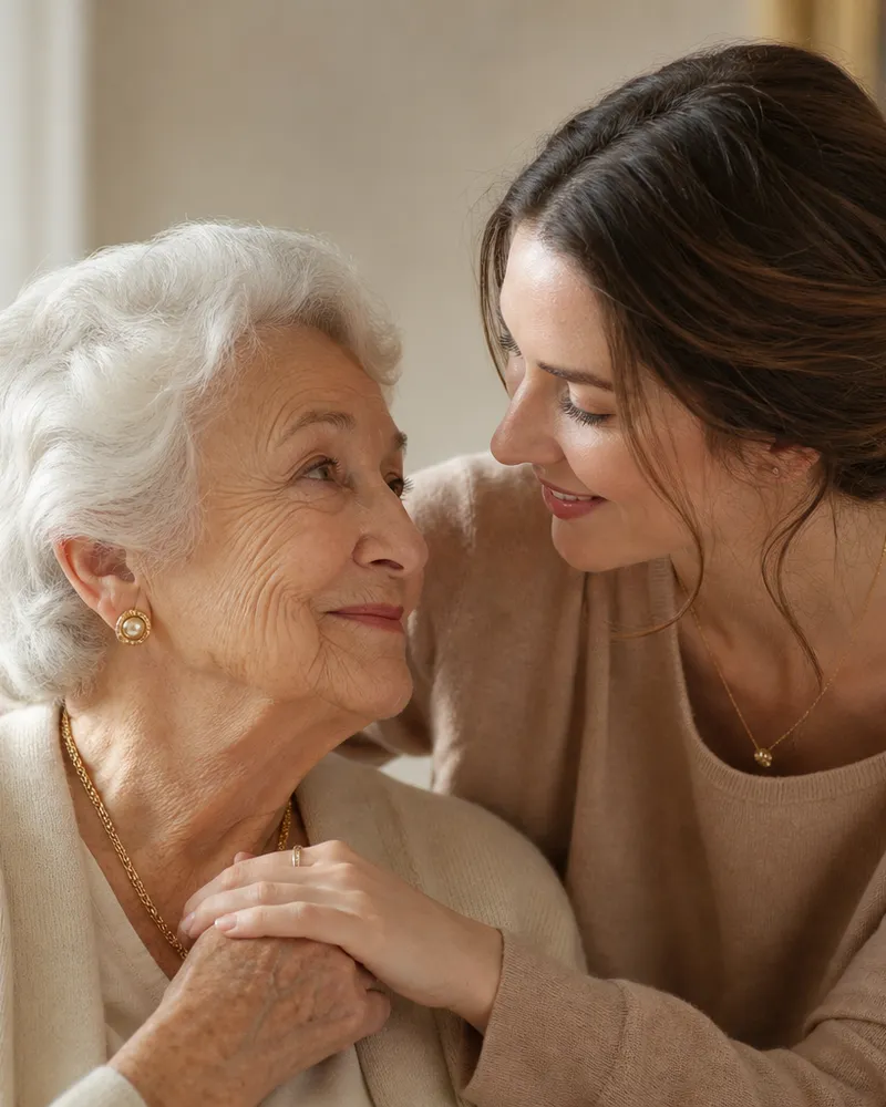 Une personne âgée et une plus jeune réunies
